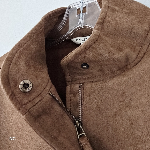 NWT Max Studio Faux Suede Bomber Jacket Womens M Brown Tan - Picture 7 of 9
